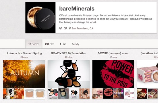 Bare Minerals Pinterest Account