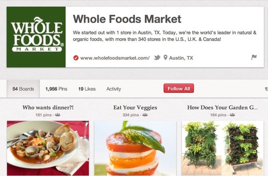 Whole Foods Pinterest Account
