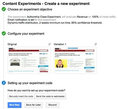Our own Google Content Experiment Test