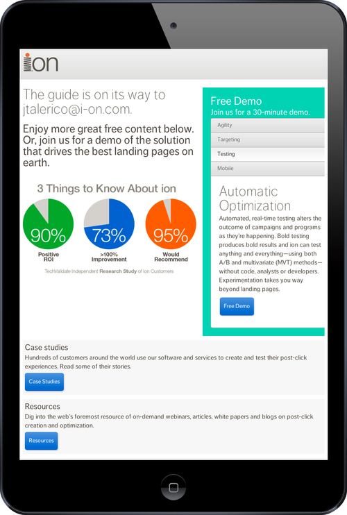 table landing page design